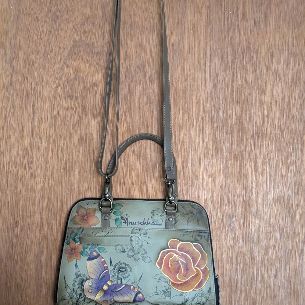 NWOT Anuschka Genuine Leather Purse Handbag.  Hand Painted & Signed.  Never Used - Picture 6 of 13